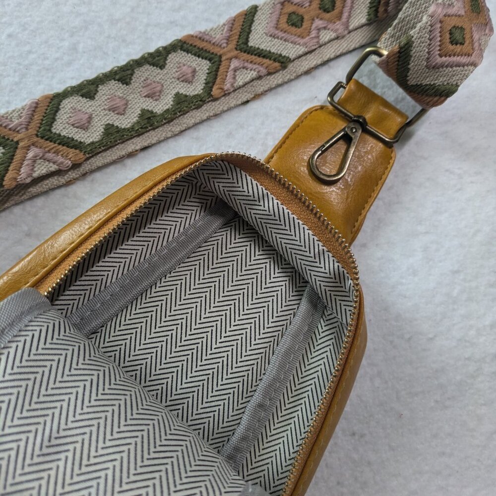 Vegan Leather Crossbody Bag | Adjustable Guitar Strap- 5 color options - Picture 7 of 11